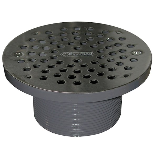 3-1/2in. PVC IPS Plastic Spud with 6in. Stainless Steel Round Strainer